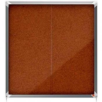 Vitrina Nobo para 12 Hojas A4, Corcho, Interior, con Cerradura