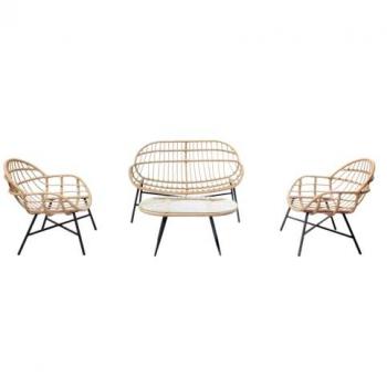 Conjunto de jardín 4 plazas sofá + sillones gris oscuro