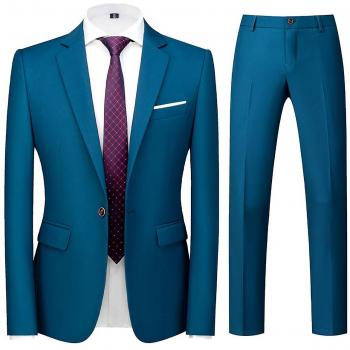 Veste et Pantalon Slim Fit Costume de Mariage Homme Lac Bleu