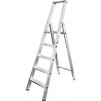Iller Arbeitsleiter mit Schalenablage – 7‑Stufen‑Stehleiter aus Alu