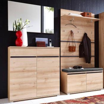 Lomadox LISSOBA‑01 5‑teil Set, Garderobe, Edelbuche – 212 × 200 × 40 cm