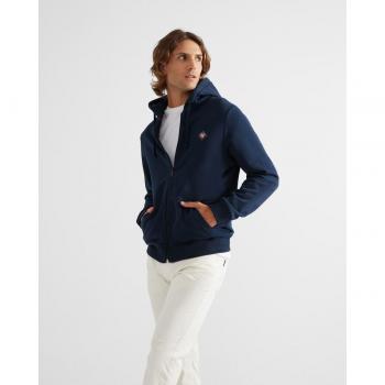 Sudadera con capucha y cremallera en azul marino para hombre