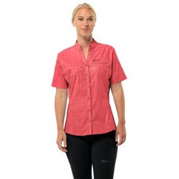 Jack Wolfskin Norbo Short Sleeve Women's Shirt Vibrant Red Check Size S