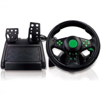 Universal Racing Wheel with Pedals, 180° Rotation, Vibration Feedback, USB Compatible with XB360/PS3/PS2/PC B03C