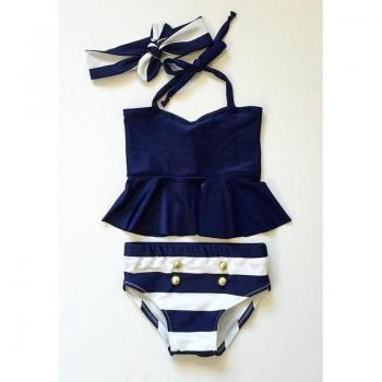 Hirigin Cute Ruffle Crop Tops Swimwear