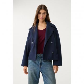 XS Stradivarius Navy Short Coat, Double-Breasted Style