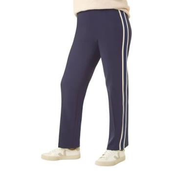 Petite Navy Side-Stripe Ponte Trousers (Roman) – Size 16