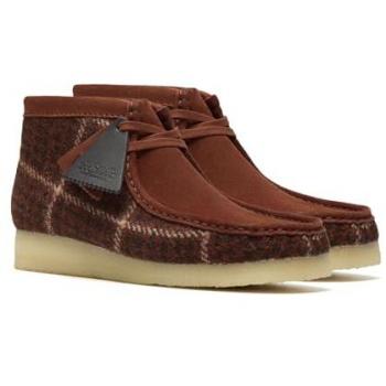 Wallabee Rust‑Tweed Lace-Up Ankle Boot – Men, Red, Size 7