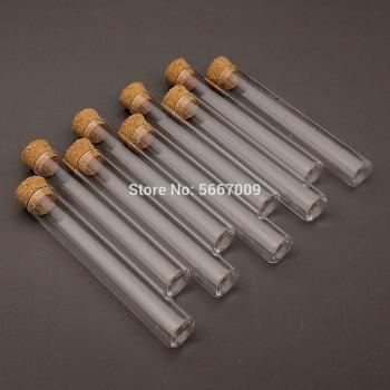 AcademicAid 12x75 Flat Bottom Glass Test Tubes + Cork Stoppers – 100 Pieces