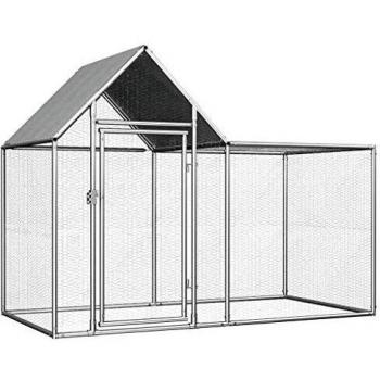 VidaXL Chicken Coop 6.6'x3.3'x4.9' Galvanized Steel