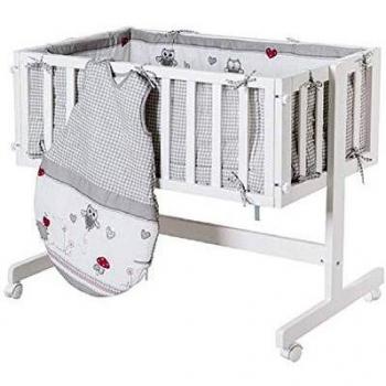 Roba Beistellbett Adam & Eule – inkl. Matratze, Nestchen, 70 cm Schlafsack, 87,5 × 44 cm, weiß