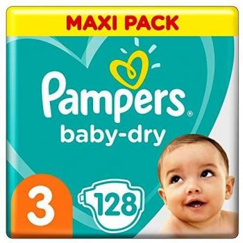 Pampers Baby-Dry Windeln, Größe 3, 6kg-10kg, 128 Stück