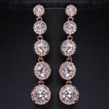 Vintage White Teardrop Zircon Cluster Dangle Earrings