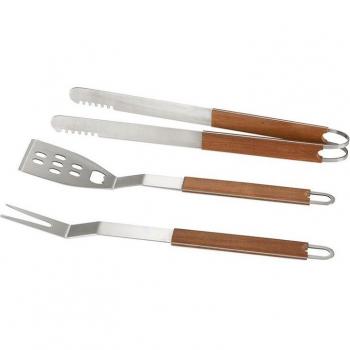 Trío de herramientas BBQ de Acacia 41 cm – Marca Andrea