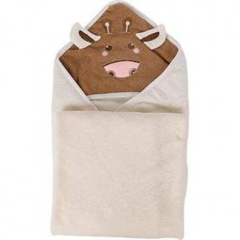 Serviette de bain en coton pour enfant, 80x80cm, capuche, motif dessin animé vache