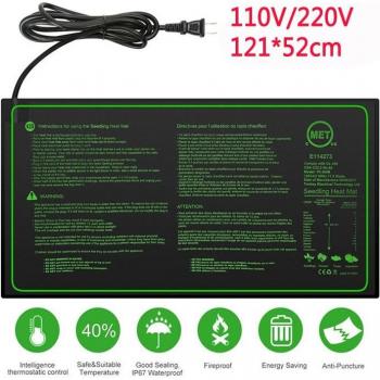 Plateau Chauffant 110V/220V – Semis et Clonage, 121 × 52 cm