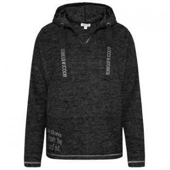 Damen Kapuzenpullover SOCCX, schwarz, Glitzernähte, Gr. S