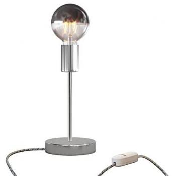 Alzaluce Half Cup Metal: Lámpara de Mesa con Regulador y Enchufe Dual