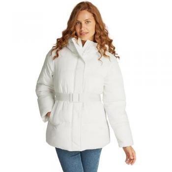 Chaqueta corta con capucha y cinturón de logo Calvin Klein mujer