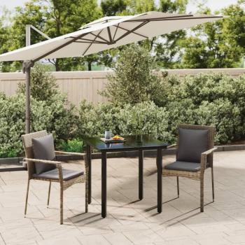 Set de comedor exterior con cojines de ratán sintético