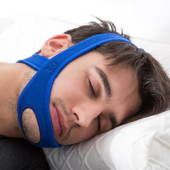 Ceinture Mentonnière Stop Ronflement Bleu