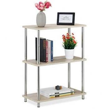 Multifunktionales 3 Ebenen Regal, niedriges Küchenregal, MDF/Metall, natur