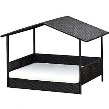 Outdoor hondenhok in rotan met kussen