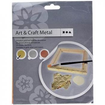 Feuille imitation métal, 16x16 cm, or, 25 feuilles, 1 paquet