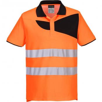Polo Haute Visibilité Coton PW2 Noir/Orange 4XL