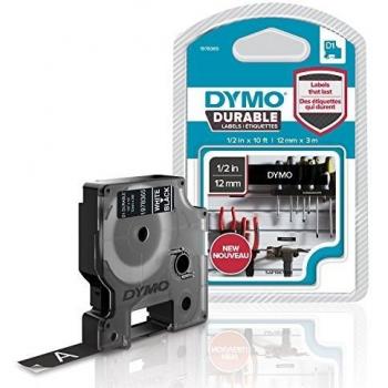 DYMO D1 Durable Embossing Label Making Tape, White/Black or White/Red, 12mmx3m
