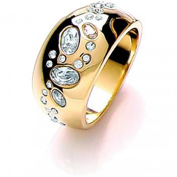 Buckley London Fingerring in goldfarben mit Kristallen