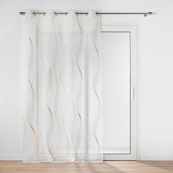 Voilage à œillets 140×280 cm, voile sable imprimée métallisée Elona Or