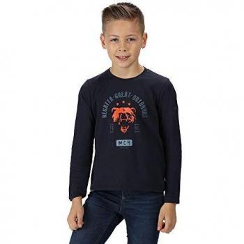 T-shirt manches longues junior WENDELL Regatta 100% coton Coolweave graphique Navy Bear 3XL