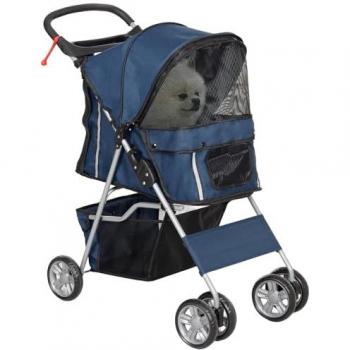Gondola Pieghevole per Cani PawHut con Parasole Ajustable y Almacenamiento Bajo el Asiento