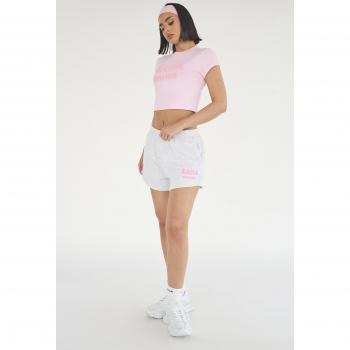 Kaiia Design Bubble Logo Sweat Shorts Light Grey Marl & Pink UK 12