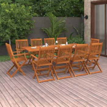 Ensemble de repas de jardin 11 pcs en bois d'acacia 220x90x75 cm