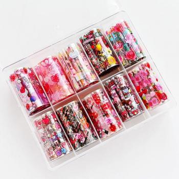 10 Pcs Heart Pattern Nail Foil Wraps
