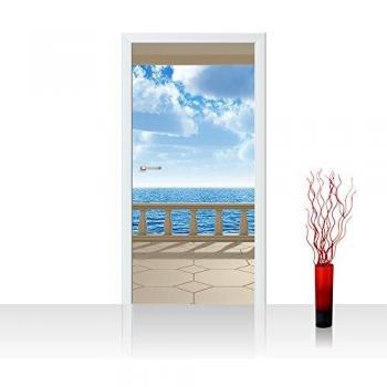Himmel und Wolken – Vlies-Türtapete TERRACE VIEW SILENT OCEAN – 100×211 cm