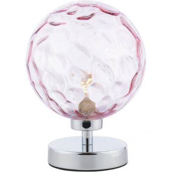 Lampe de Table en Verre Dimpled Rose et Finition Chrome 150mm