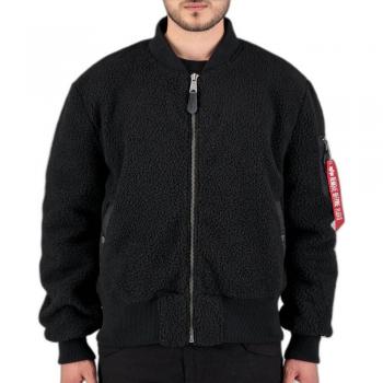 Alpha Industries, Bomber Jackets, male, Black, Size: M Sherpa Teddy Black Jacket Mens