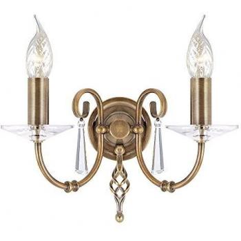 Lighting Plus Aegean 2 Light Wall Sconce, Brass, E14