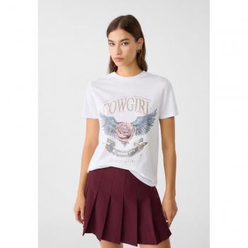 Stradivarius Pastel Pink Graphic T-shirt XS