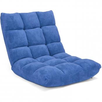 Fauteuil méditation pliant Goplus velours corail 105 x 56 x 15 cm (bleu)