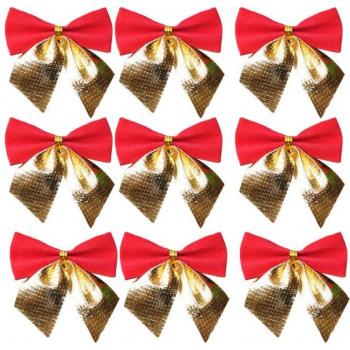 Set de 12 Lazos Dorados y Plateados para Árboles
