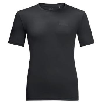 T-Shirt JACK WOLFSKIN TECH T M, Herren, Gr. L (52), schwarz, 100% POLYESTER, Kurzarm, Shirts