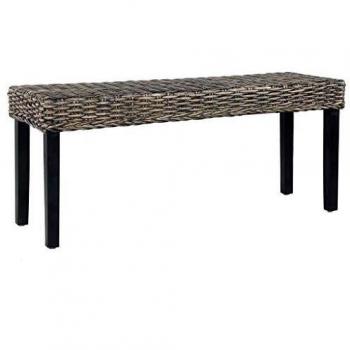 Banco Estilo Kubu de Ratán y Mango Negro 110 cm