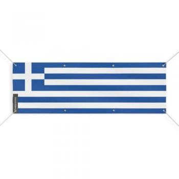 Bilingual Greek Flag Banner 90x270 cm (8 Eyelets)