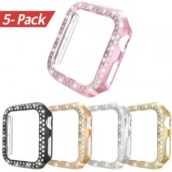Fundas brillantes de PC para Apple Watch SE y Series 6, 5, 4, 3 con diseño de diamante