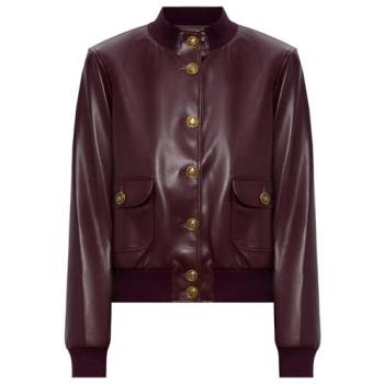 Twinset Bomber in Pelle Sintetica Bordeaux 42