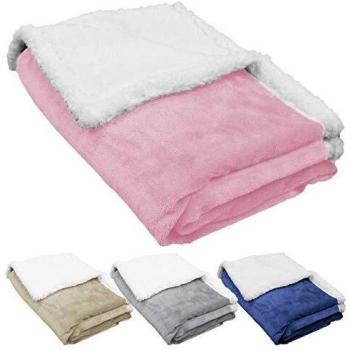 Plaid polaire bébé 75 x 100 cm en flanelle et sherpa